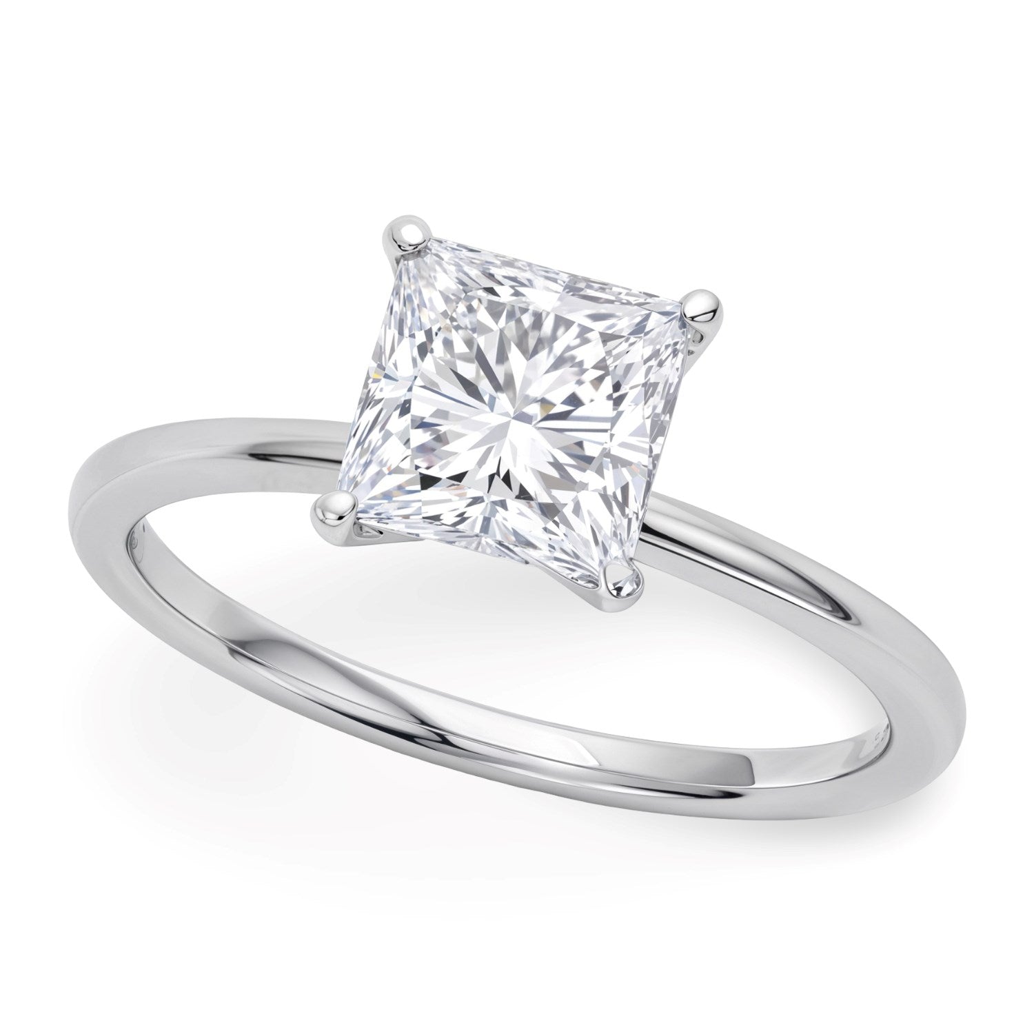 Engagement ring 1.50Ct Princess Lab Grown IGI G/VS1 Diamond Ring in 14K White Gold 