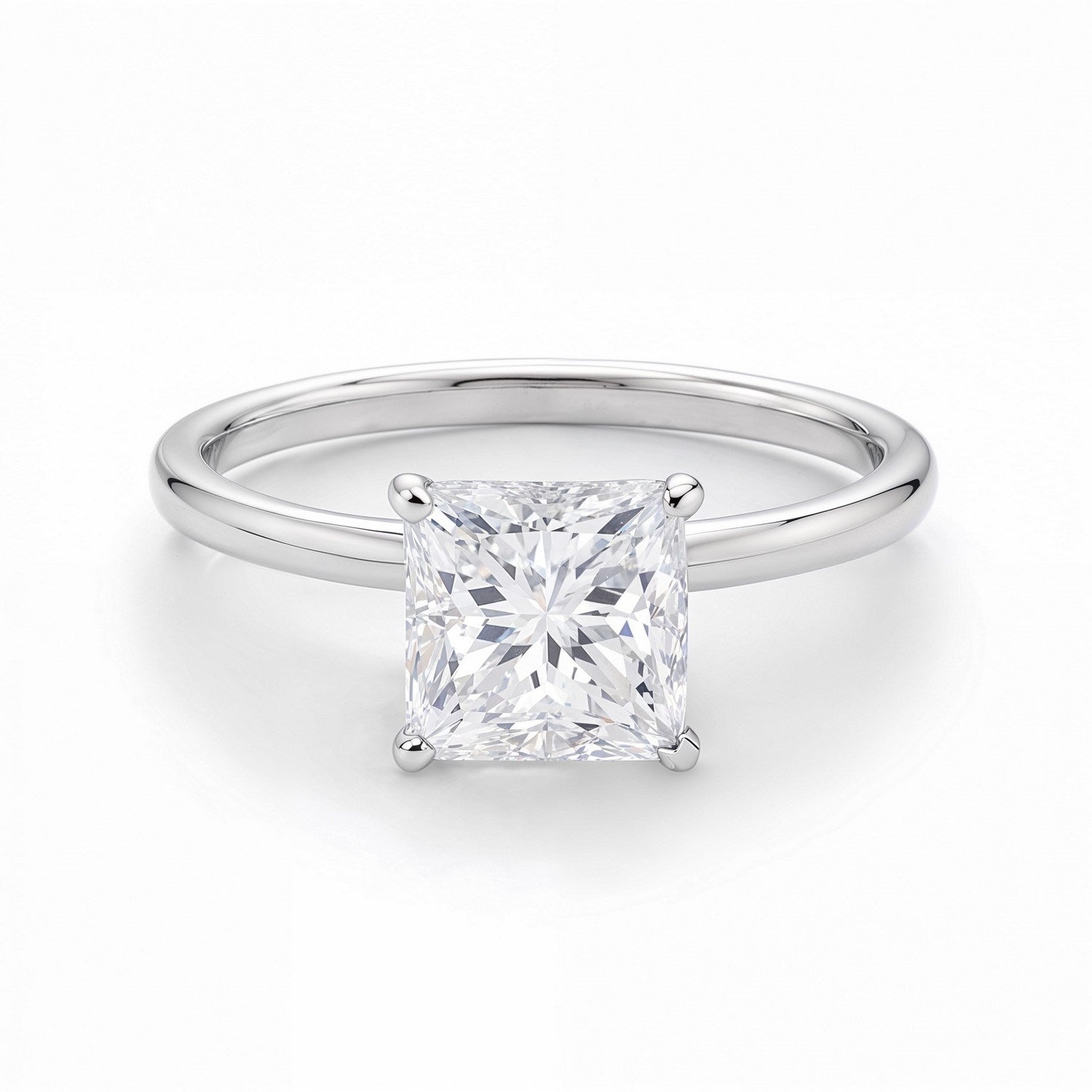 Engagement ring 1.50Ct Princess Lab Grown IGI G/VS1 Diamond Ring in 14K White Gold 