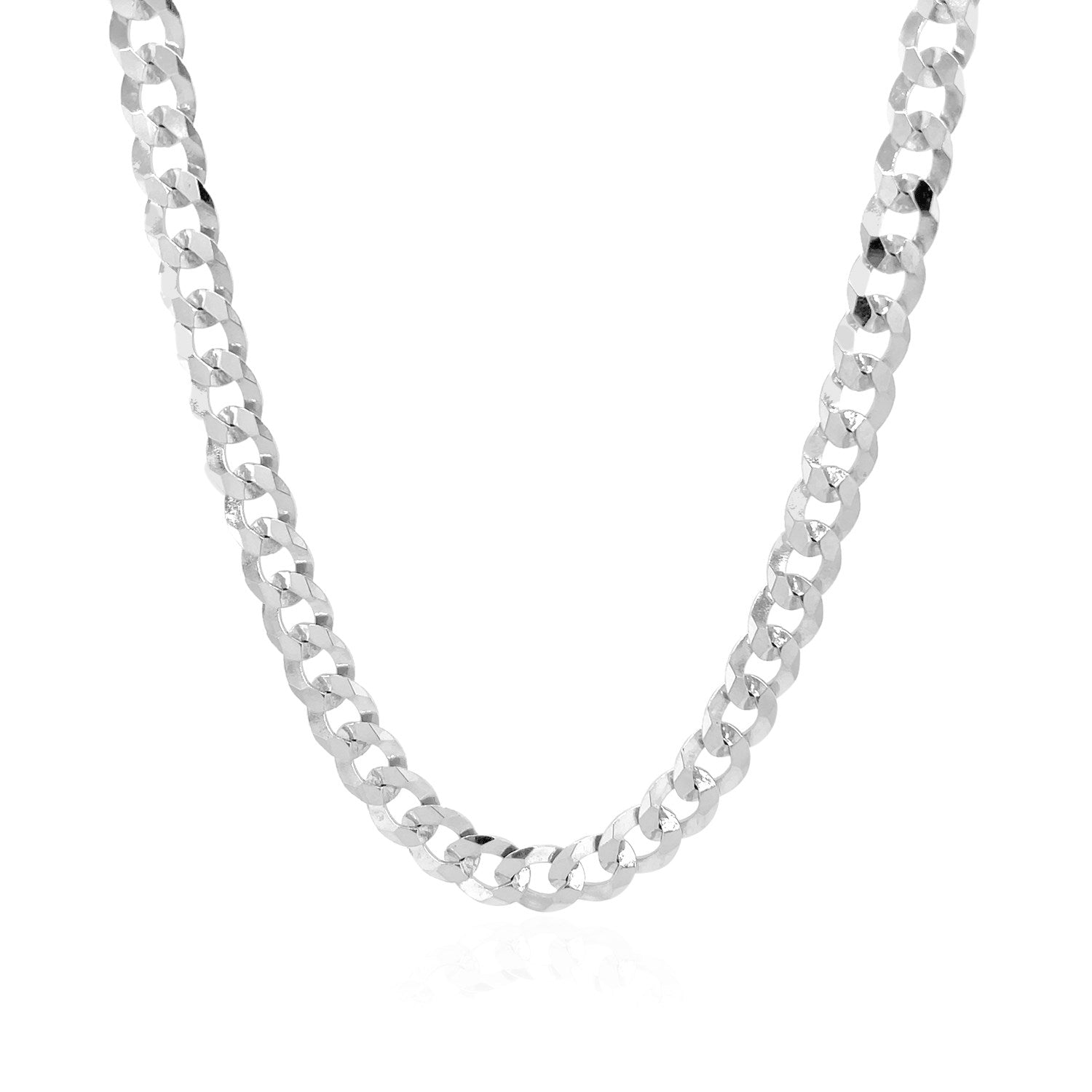 Rhodium Plated Sterling Silver Curb Style Chain (5.50 mm) 