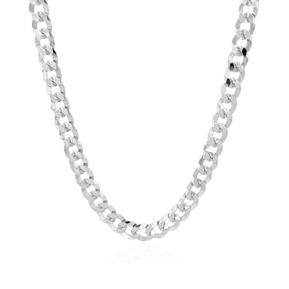 Rhodium Plated Sterling Silver Curb Style Chain (5.50 mm) 