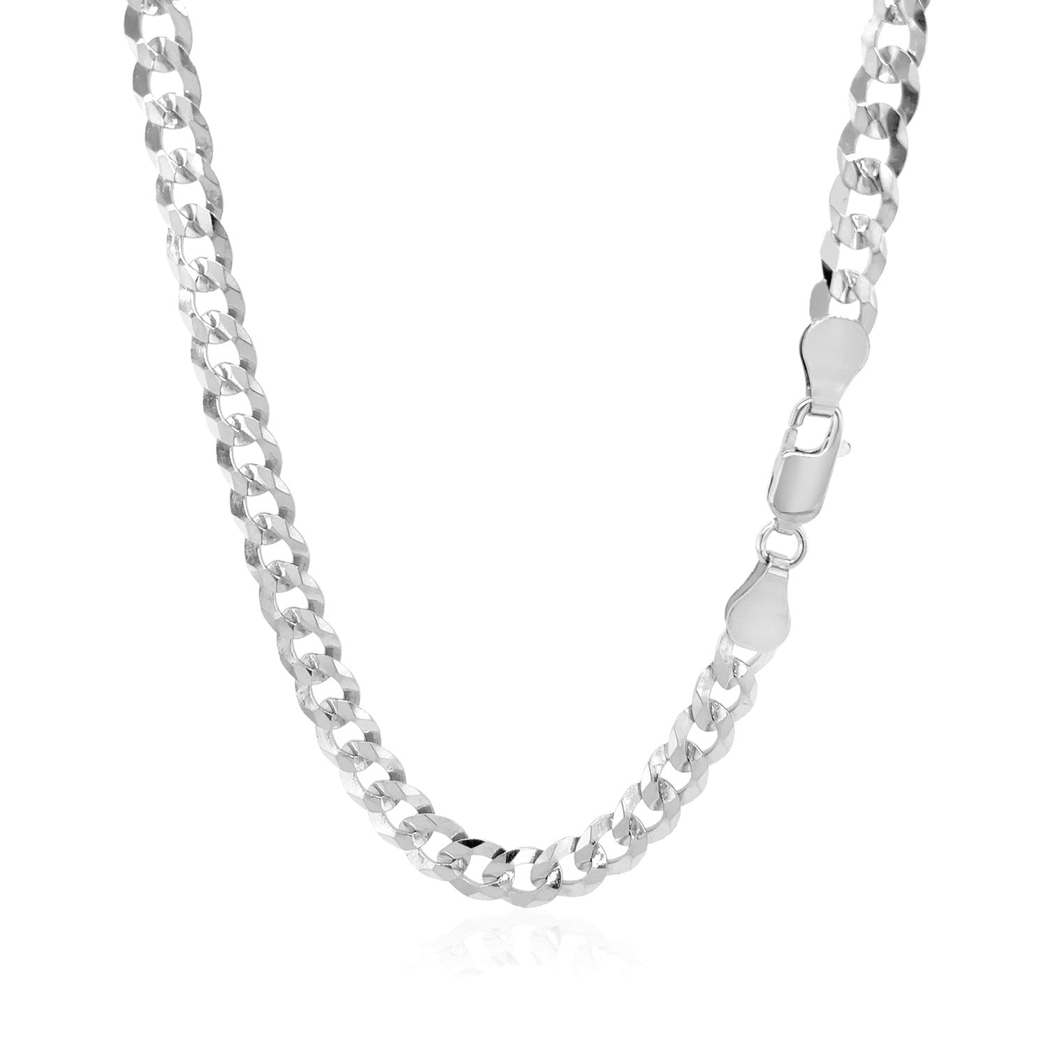 Rhodium Plated Sterling Silver Curb Style Chain (5.50 mm) 