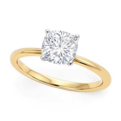 Engagement ring 1 Carat Cushion Lab Grown IGI G/VS1 Diamond Solitaire Ring in 10K Yellow Gold 