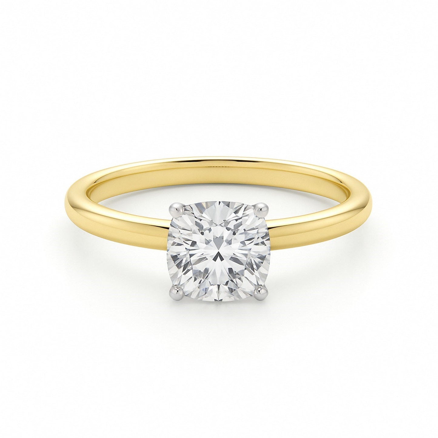 Engagement ring 1 Carat Cushion Lab Grown IGI G/VS1 Diamond Solitaire Ring in 10K Yellow Gold 