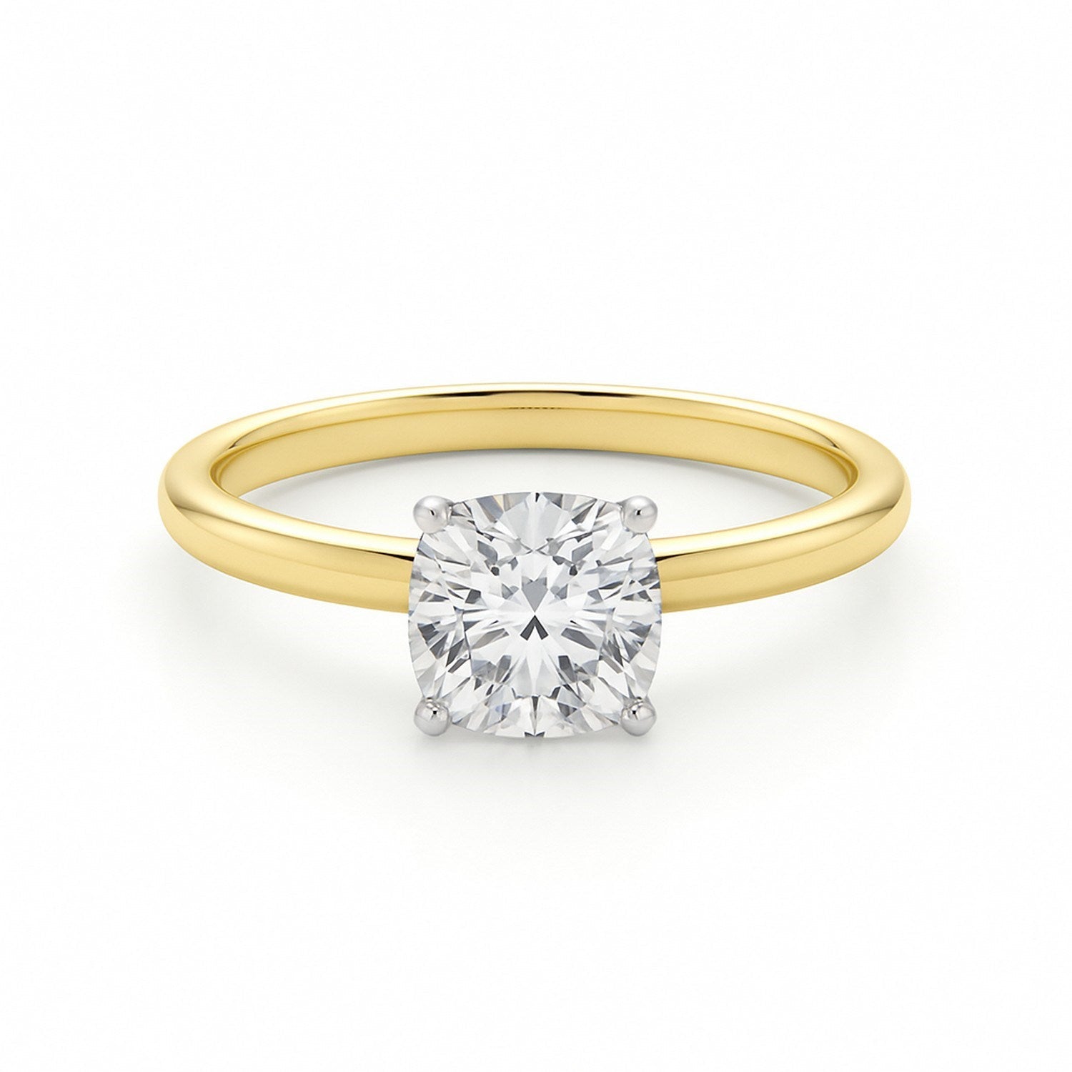 Engagement ring 1 Carat Cushion Lab Grown IGI G/VS1 Diamond Solitaire Ring in 10K Yellow Gold 
