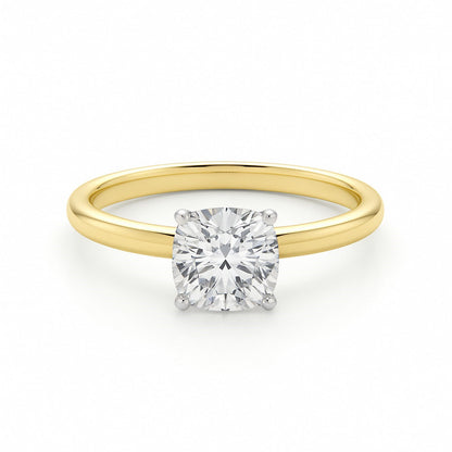 Engagement ring 1 Carat Cushion Lab Grown IGI G/VS1 Diamond Solitaire Ring in 10K Yellow Gold 