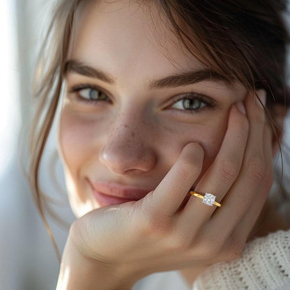 Engagement ring 1 Carat Cushion Lab Grown IGI G/VS1 Diamond Solitaire Ring in 10K Yellow Gold 