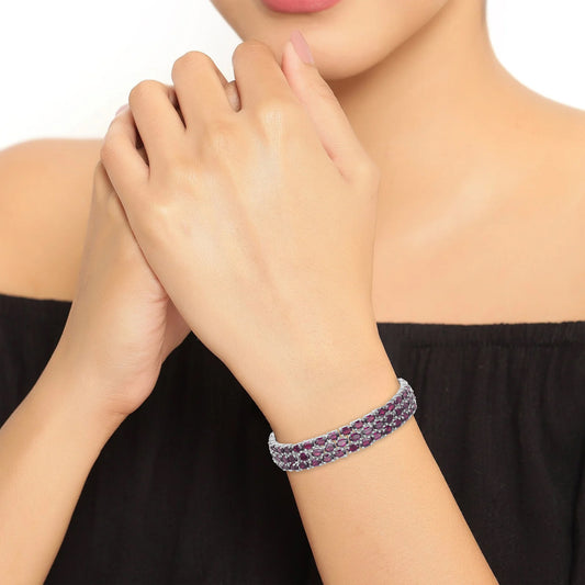 110 Rhodolite Garnet Tennis Bracelet in .925 Sterling Silver 