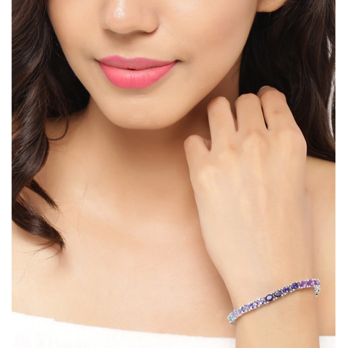 Tennis Bracelet in .925 Sterling Silver with Multi Gemstones 