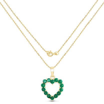 Heart Shaped Pendant and Chain in 10K Yellow Gold with Zambian Emerald 