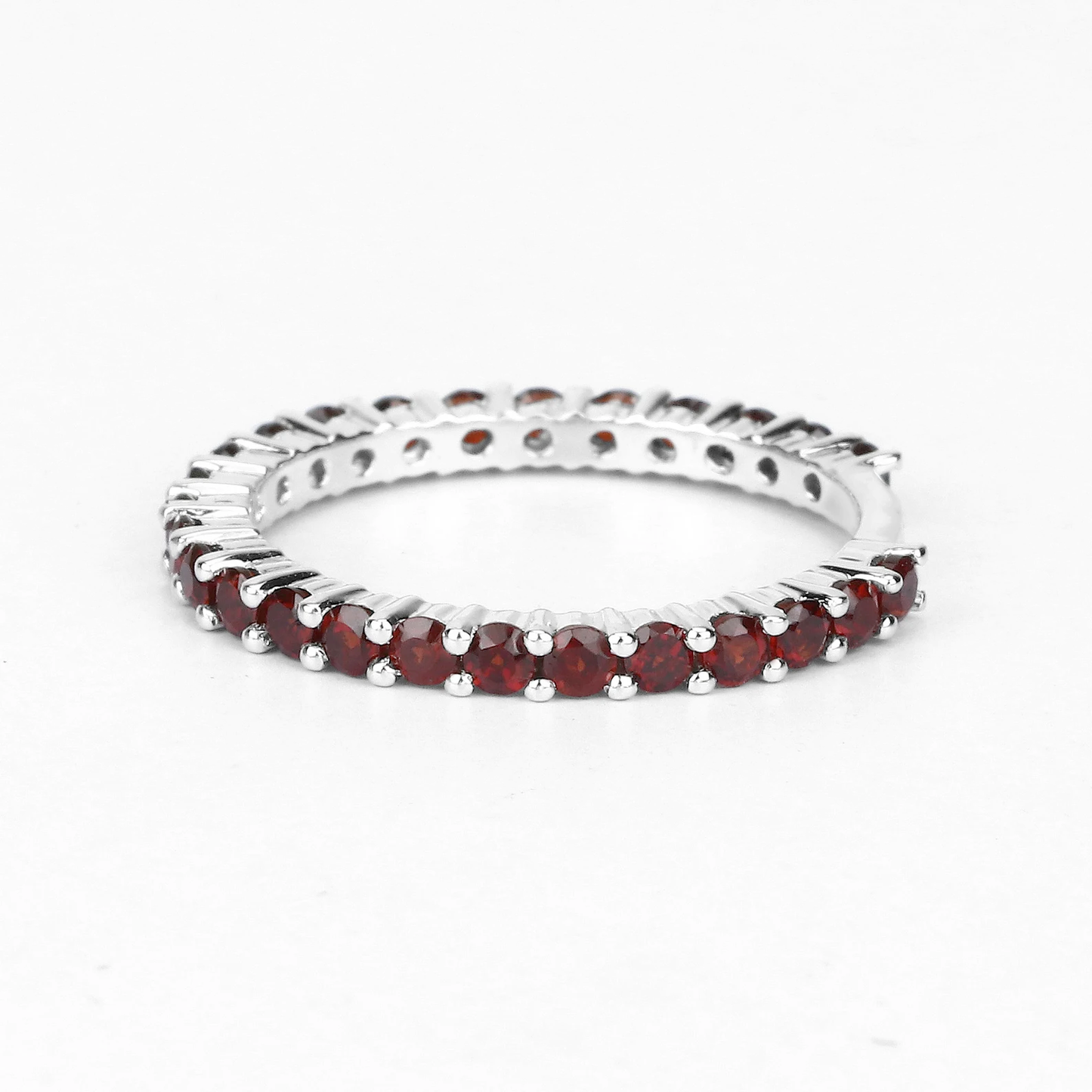 Eternity Ring in .925 Sterling Silver with Garnet 