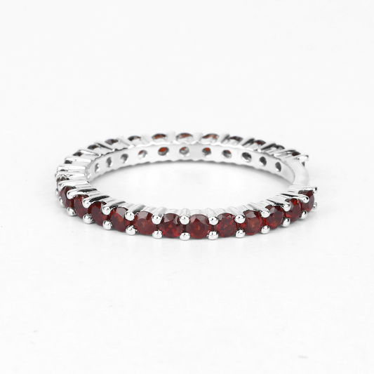 Eternity Ring in .925 Sterling Silver with Garnet 