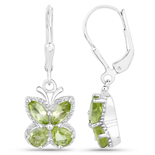 2.28 Carat Genuine Peridot .925 Sterling Silver Earrings 