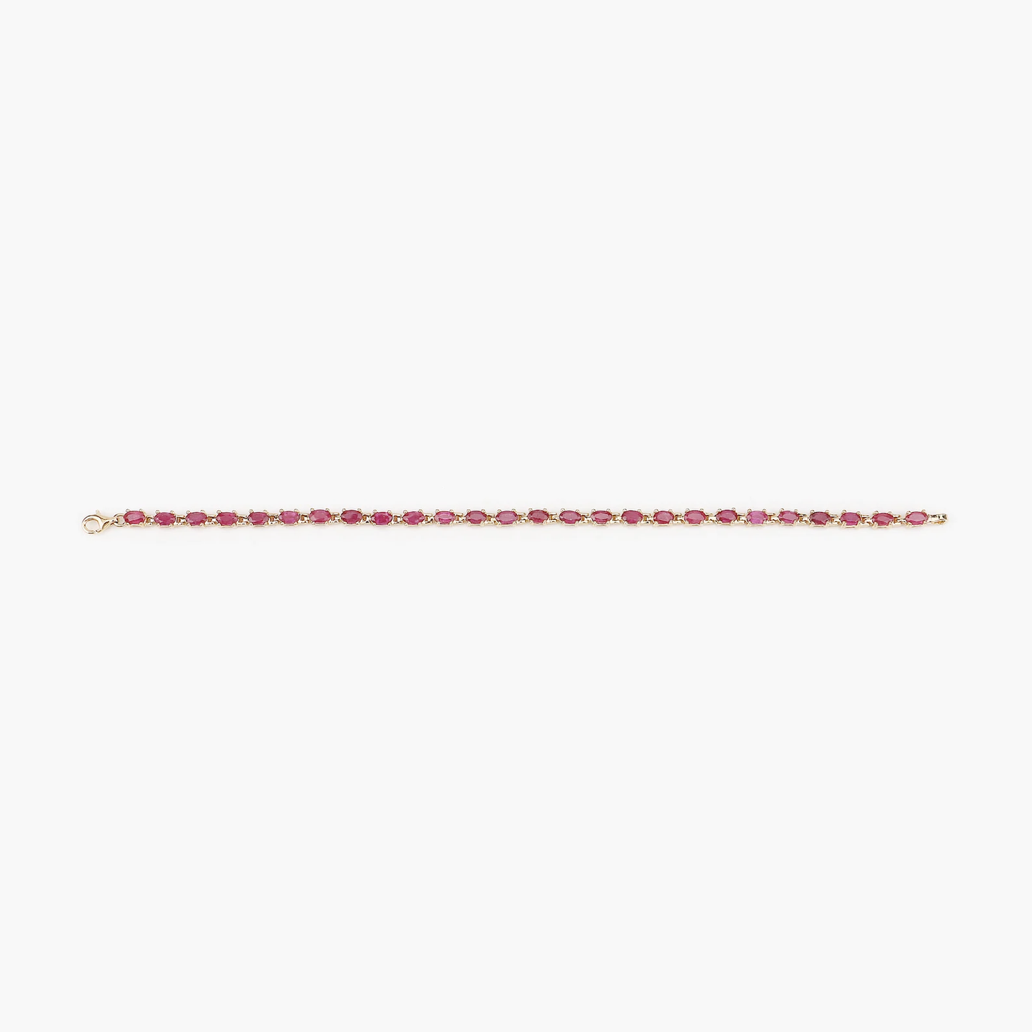 14K Yellow Gold Plated 7.00 Carat Glass Filled Ruby .925 Sterling Silver Bracelet 