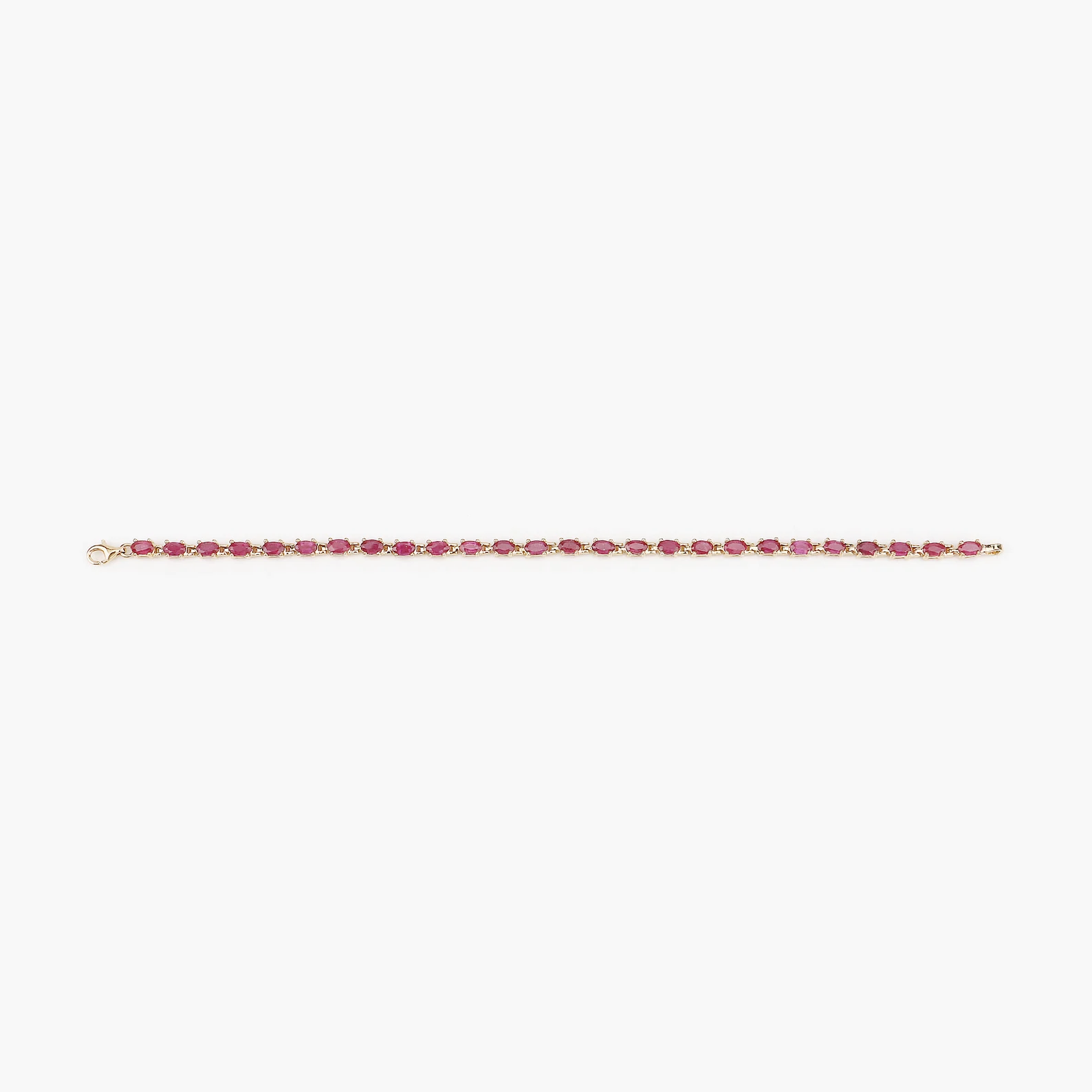 14K Yellow Gold Plated 7.00 Carat Glass Filled Ruby .925 Sterling Silver Bracelet 