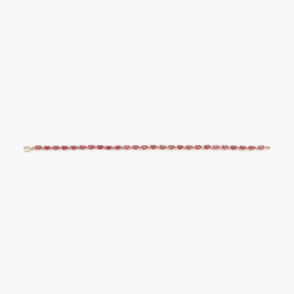 14K Yellow Gold Plated 7.00 Carat Glass Filled Ruby .925 Sterling Silver Bracelet 