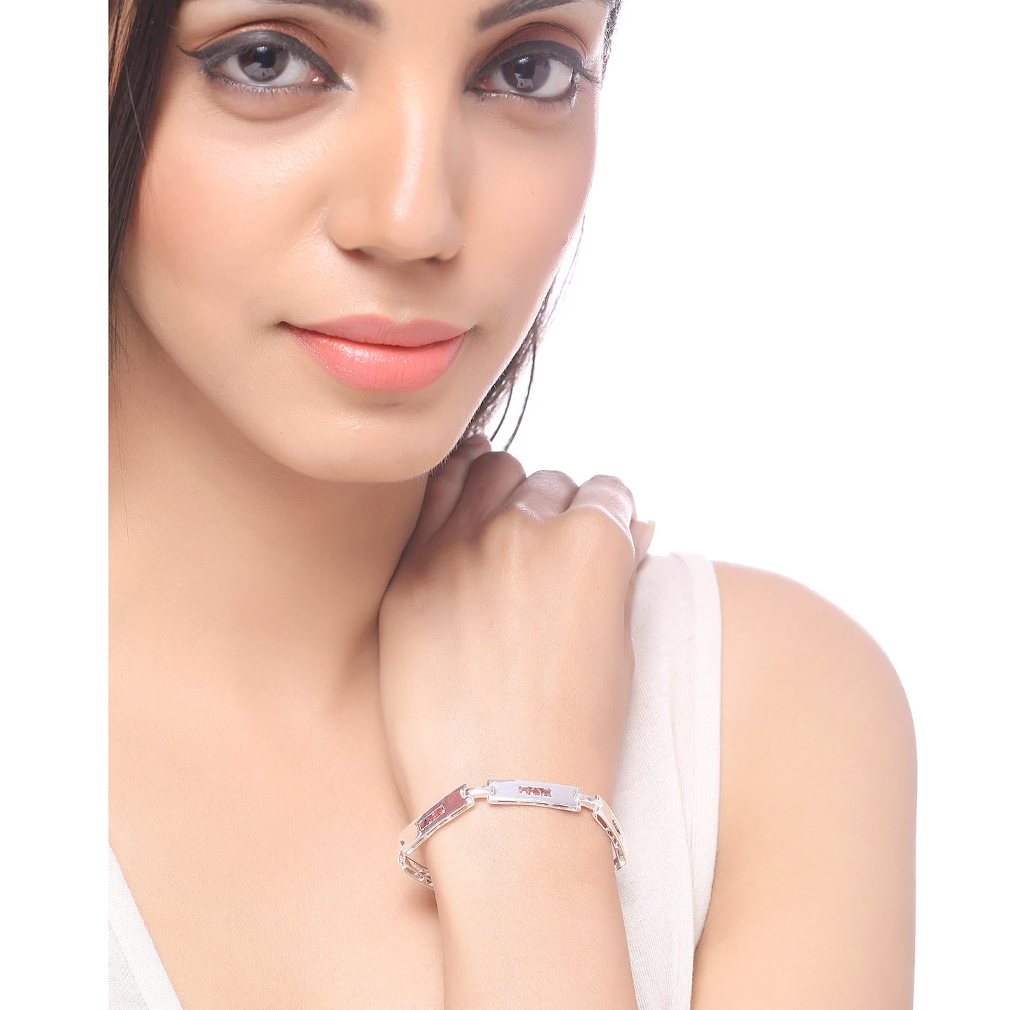 Tennis Bracelet in .925 Sterling Silver with Orange Sapphires 
