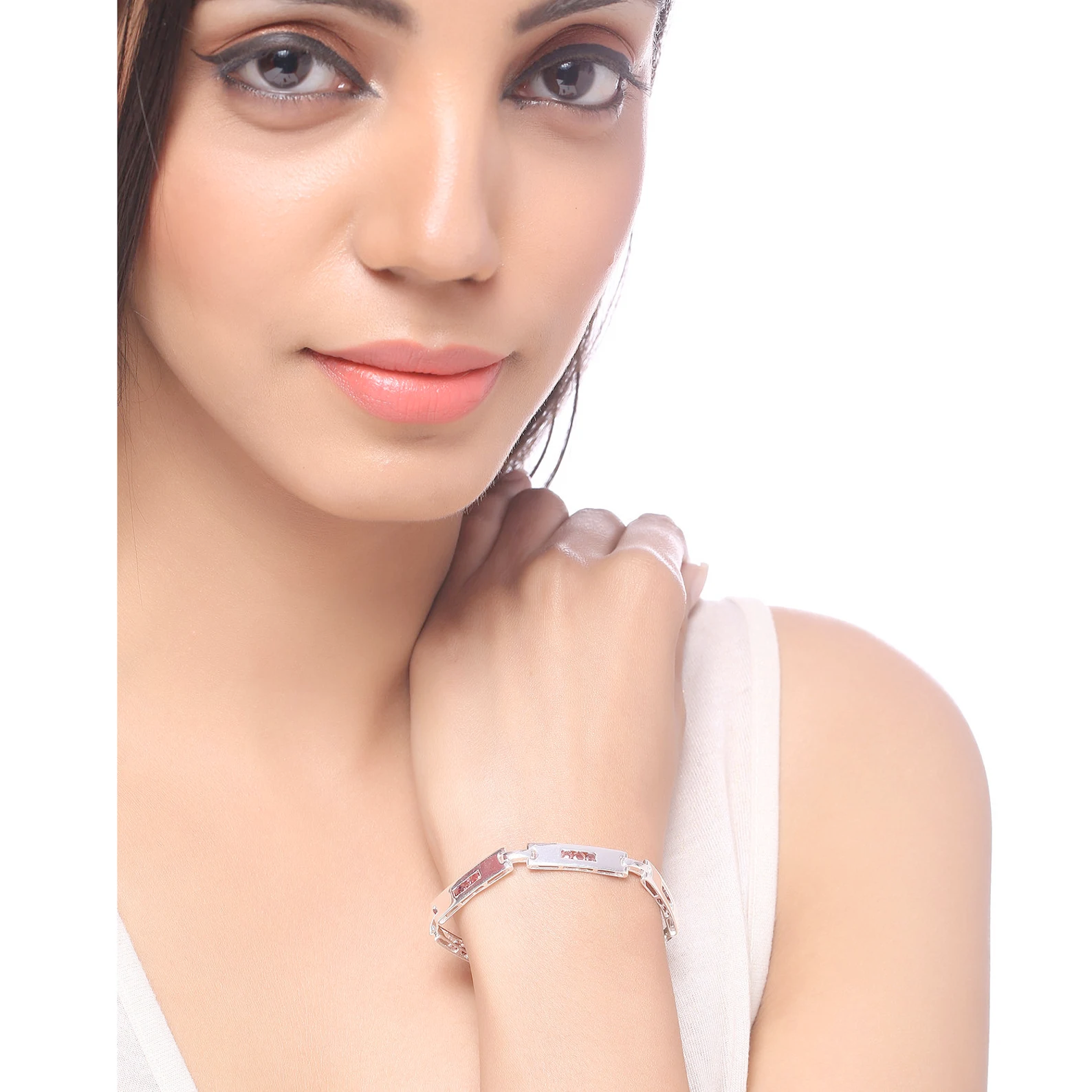 Tennis Bracelet in .925 Sterling Silver with Orange Sapphires 