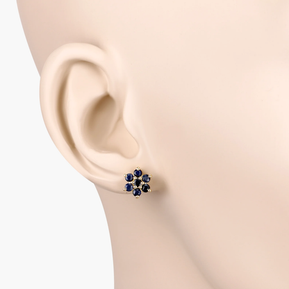 Earrings in 10K Yellow Gold with Blue Sapphires 