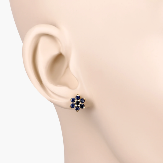 Earrings in 10K Yellow Gold with Blue Sapphires 