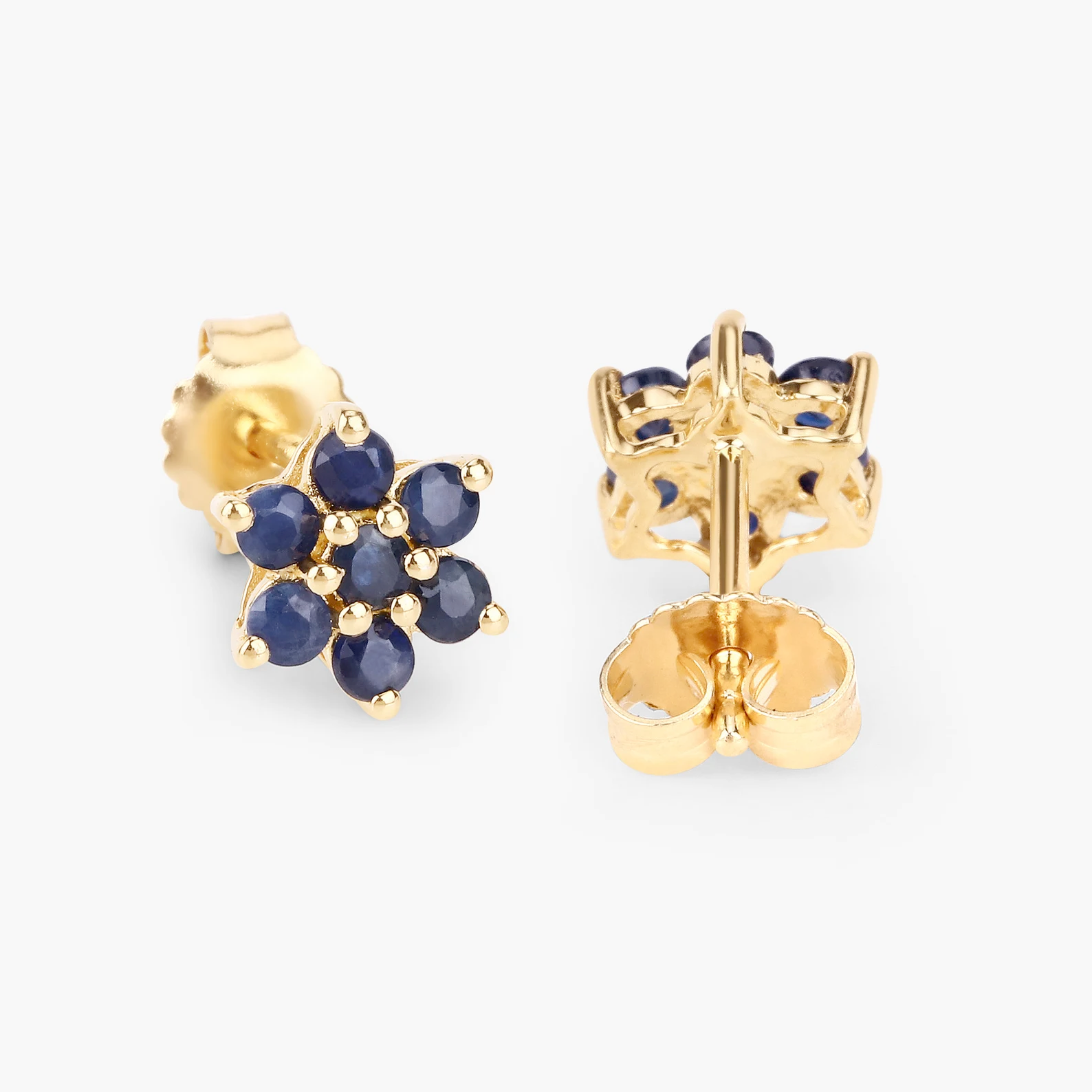 Earrings in 10K Yellow Gold with Blue Sapphires 
