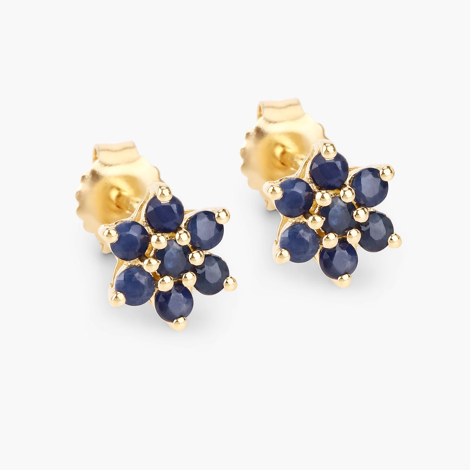 Earrings in 10K Yellow Gold with Blue Sapphires 
