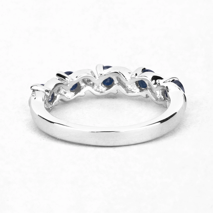 Wedding Ring in .925 Sterling Silver with Blue Sapphire and White Topaz 