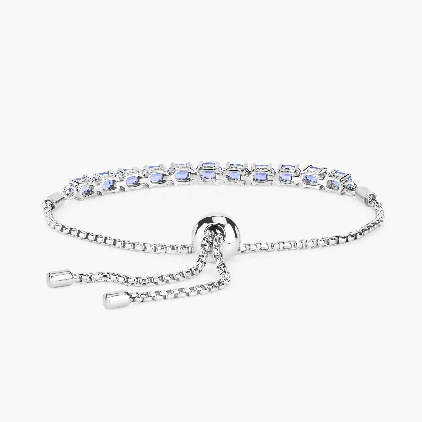 2.29 Carat Genuine Tanzanite .925 Sterling Silver Bracelet 