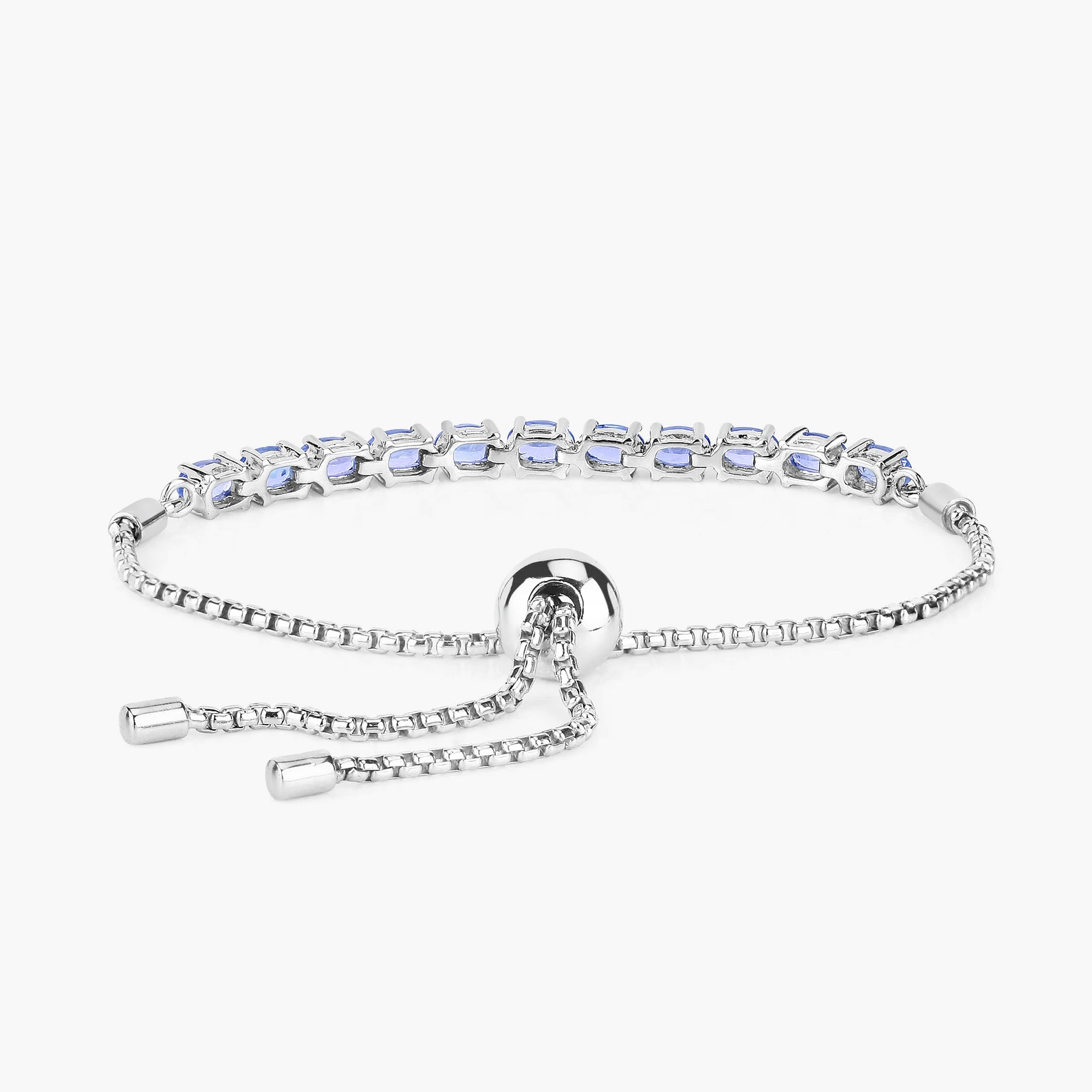 2.29 Carat Genuine Tanzanite .925 Sterling Silver Bracelet 