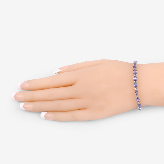 6.25 Carat Genuine Tanzanite .925 Sterling Silver Bracelet 