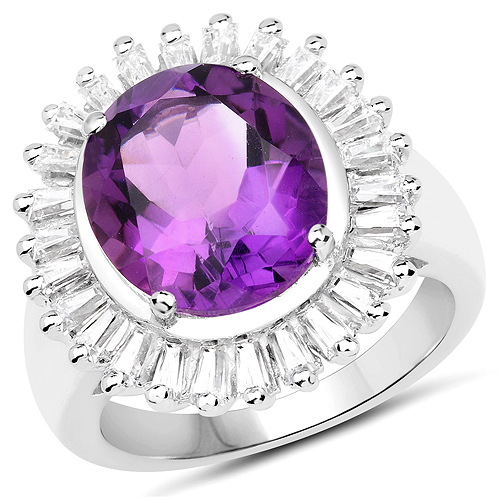 Amethyst & White Topaz Ring in Sterling Silver