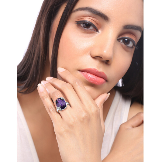 Amethyst & White Topaz Bold Ring
