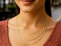 14k Yellow Gold Three Strand Herringbone Chain Necklace