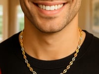 14k Tri Color Gold High Polish Puffed Mariner Link Chain (4.90 mm)