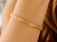 14k Yellow Gold High Polish Cuban Chain Link Bangle (4.60 mm)