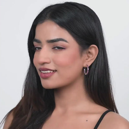 Amethyst Gold Plated Earrings, February Birthstone Hoop Earrings