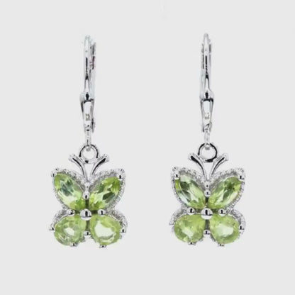 2.28 Carat Genuine Peridot .925 Sterling Silver Earrings