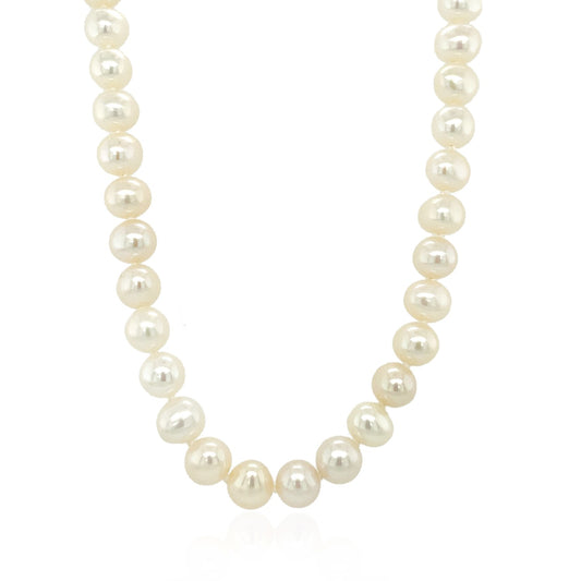 14k Yellow Gold Necklace with White Freshwater Cultured Pearls (6.0mm to 6.5mm) 