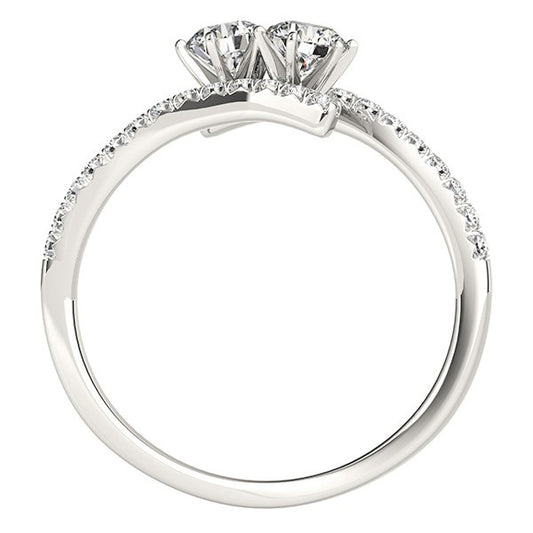 Two Stone Bypass Diamond Ring in 14k White Gold (3/4 cttw) 