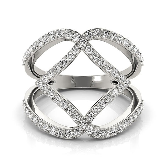 14k White Gold Entwined Design Diamond Dual Band Ring (3/4 cttw) 