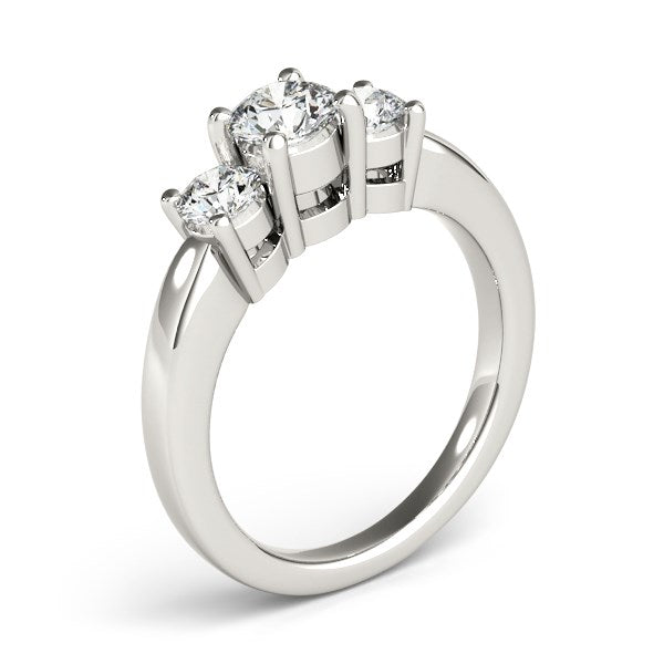 14k White Gold Timeless 3 Stone Round Diamond Engagement Ring (1 cttw) 