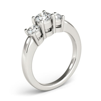 14k White Gold Timeless 3 Stone Round Diamond Engagement Ring (1 cttw) 
