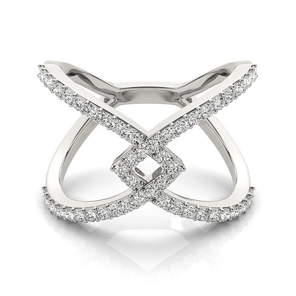 14k White Gold Fancy Entwined Design Diamond Ring (1/2 cttw) 