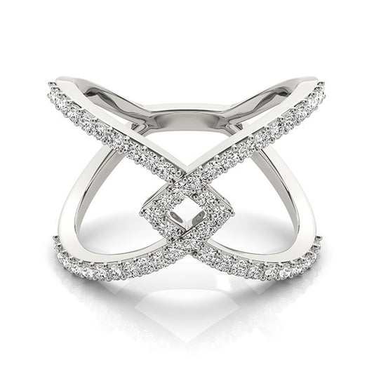 14k White Gold Fancy Entwined Design Diamond Ring (1/2 cttw) 