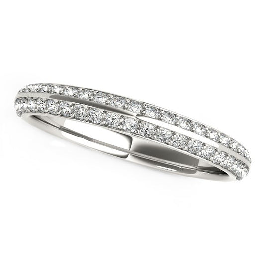 14k White Gold Two-Row Pave Set Diamond Wedding Band (1/4 cttw) 