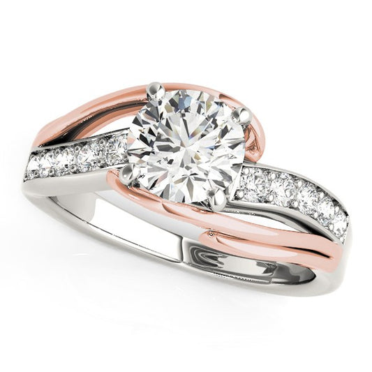 14k White And Rose Gold Bypass Shank Diamond Engagement Ring (1 1/8 cttw) 