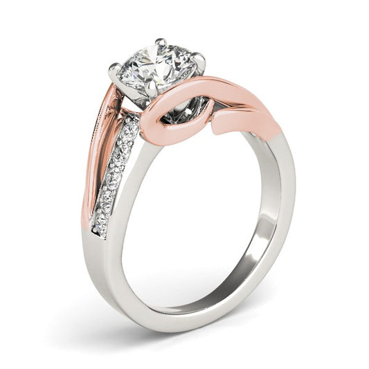 14k White And Rose Gold Bypass Shank Diamond Engagement Ring (1 1/8 cttw) 