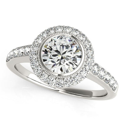 14k White Gold Pave Style Diamond Engagement Ring (1 3/8 cttw) 