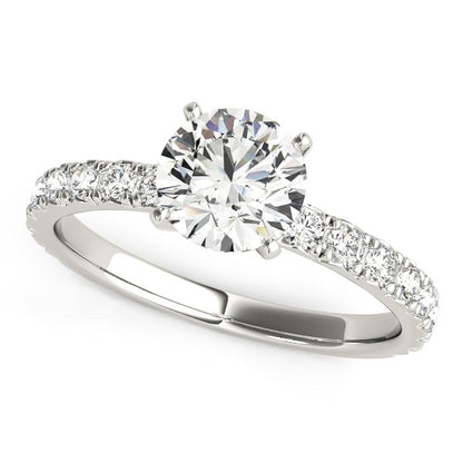 14k White Gold Single Row Shank Round Diamond Engagement Ring (1 1/3 cttw) 