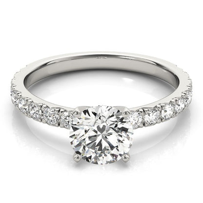 14k White Gold Single Row Shank Round Diamond Engagement Ring (1 1/3 cttw) 