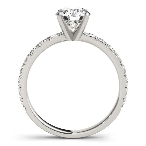 14k White Gold Single Row Shank Round Diamond Engagement Ring (1 1/3 cttw) 